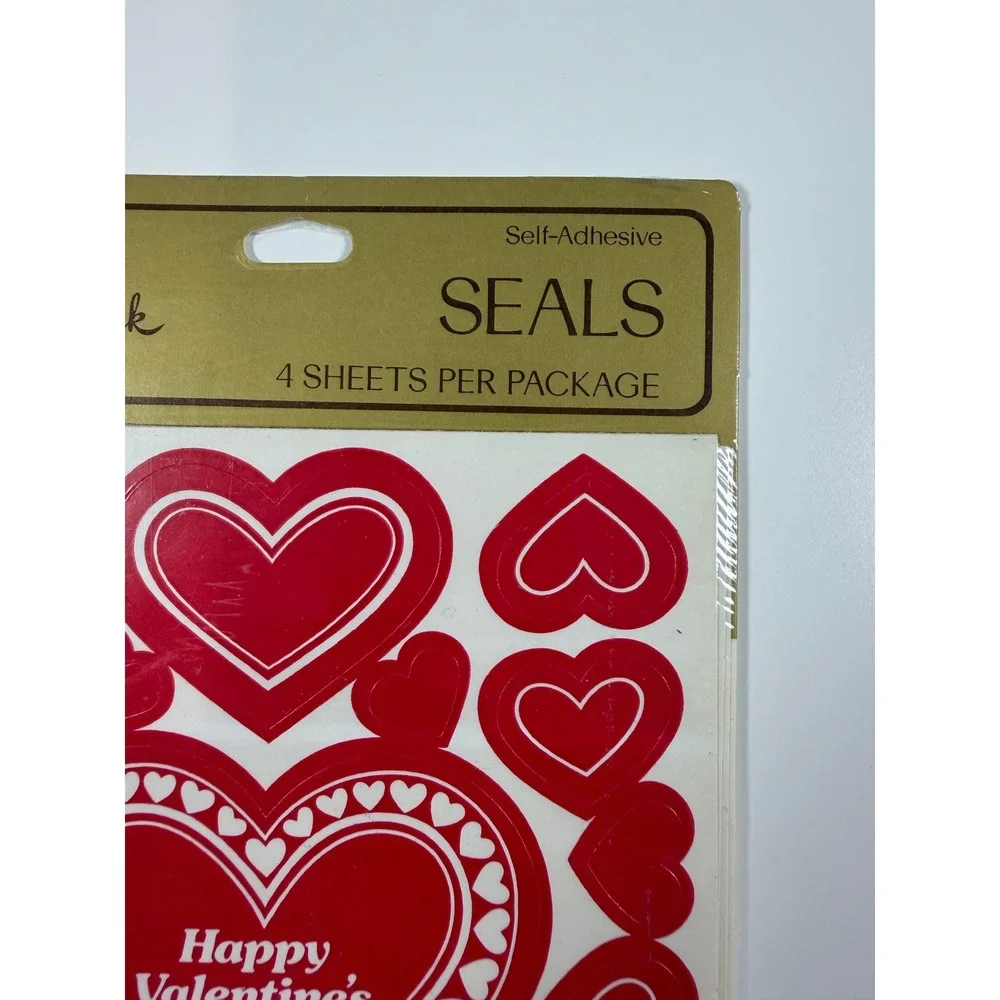 VTG Hallmark Valentine Heart Stickers Sealed Red New Old Stock 4 Sheets